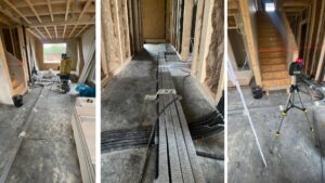 Bildercollage von den Arbeiten an einem Neubau